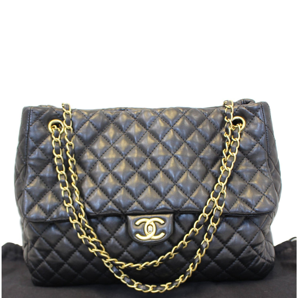 Chanel Large Shopping Flap Shoulder Bag Black