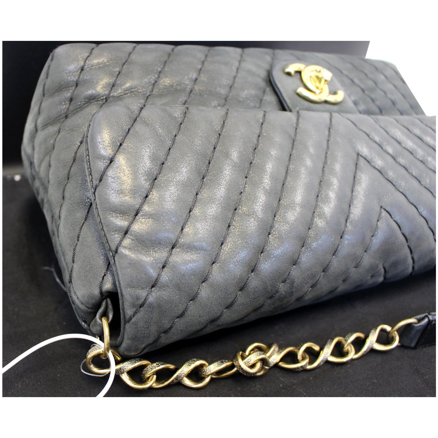 Chanel Iridescent Calfskin Surpique Chevron Large Classic Flap Bag - Sale