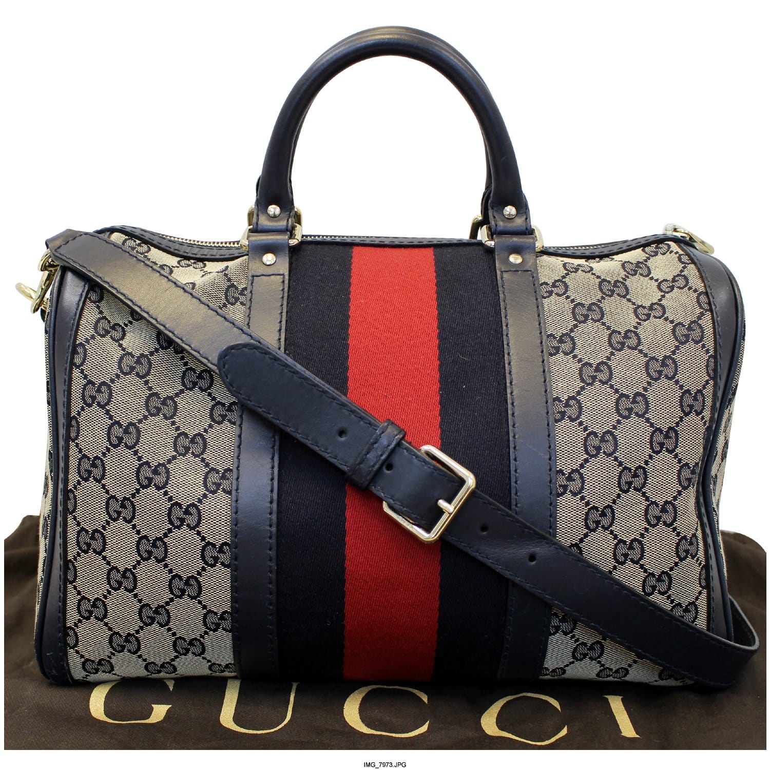 GUCCI Web Medium  Gucci Boston Bag with Signature Web 247205