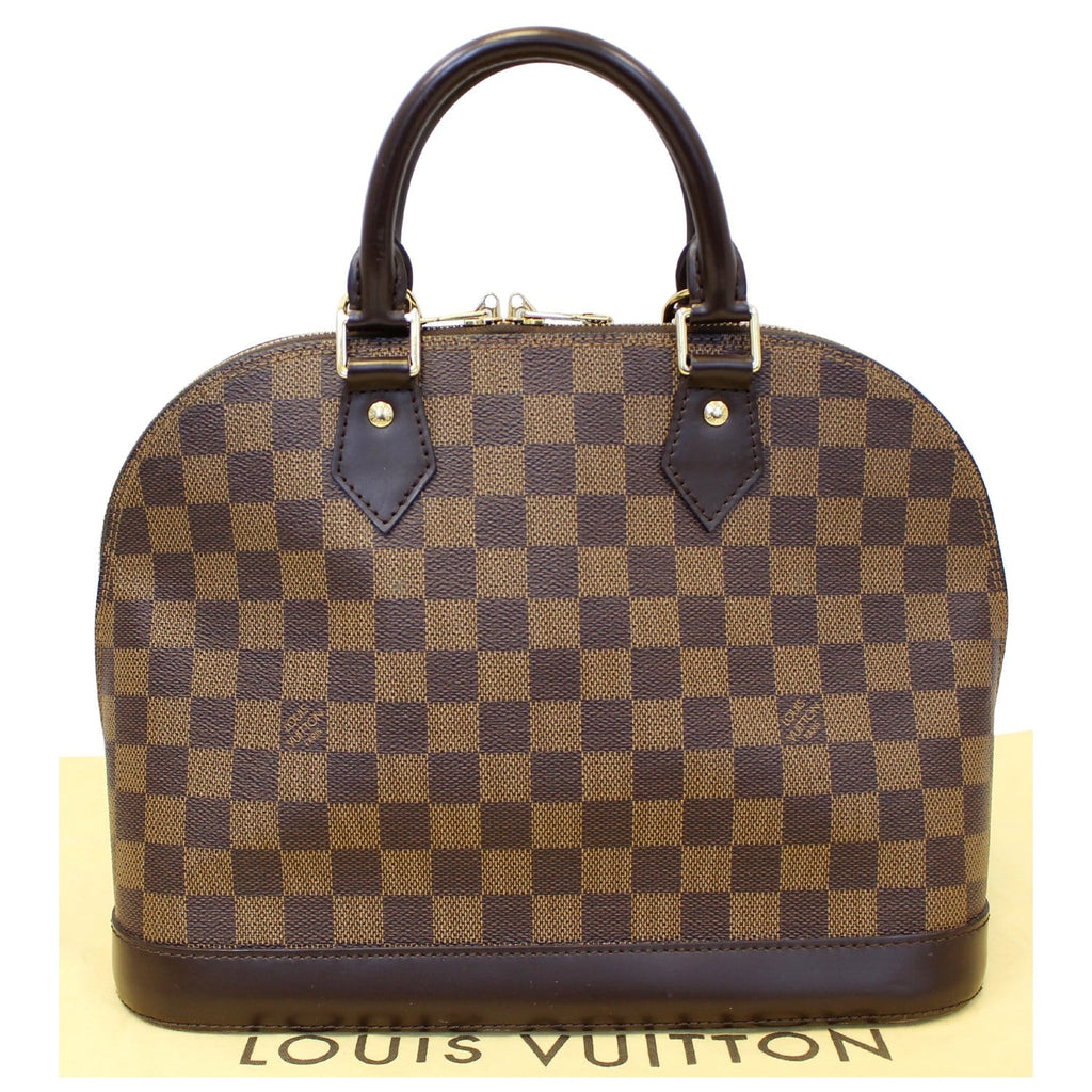 LOUIS VUITTON Alma Damier Ebene Satchel Handbag Brown