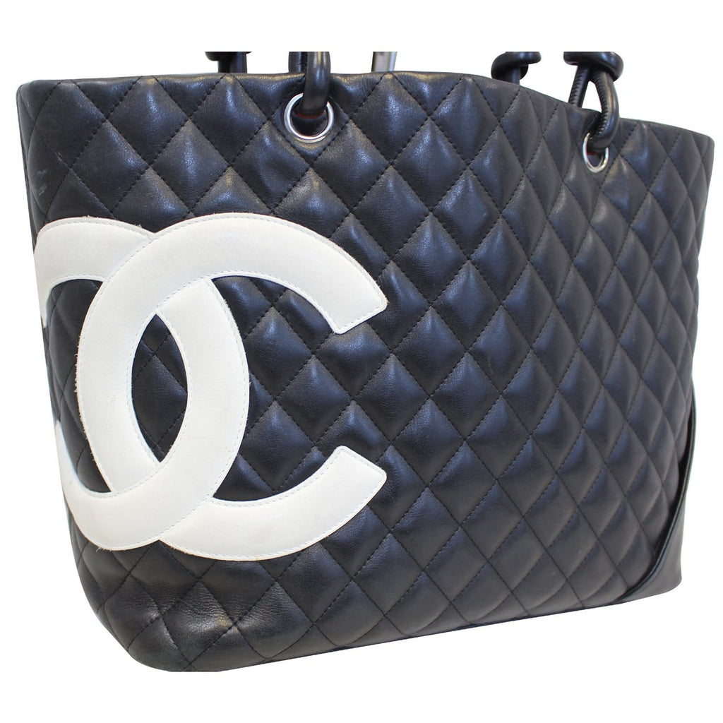 Chanel Cambon  Black CalfSkin Leather Large Tote Bag