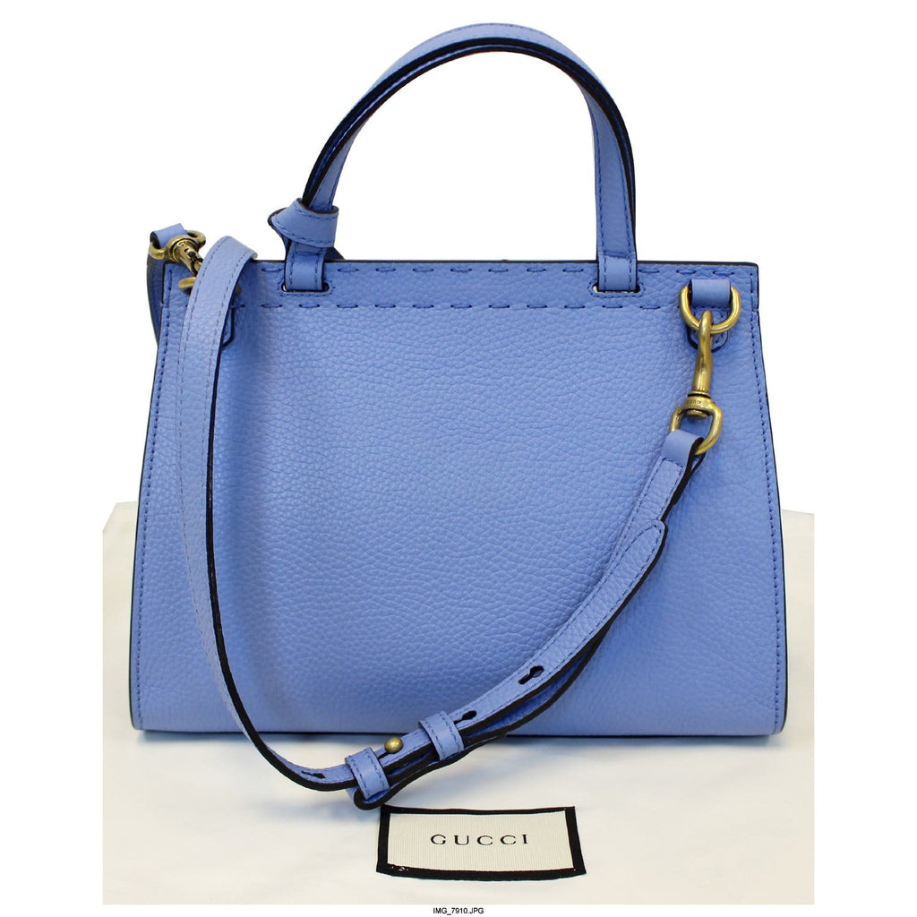 GUCCI Gucci Marmont Leather Top Handle Shoulder Bag Blue 442622