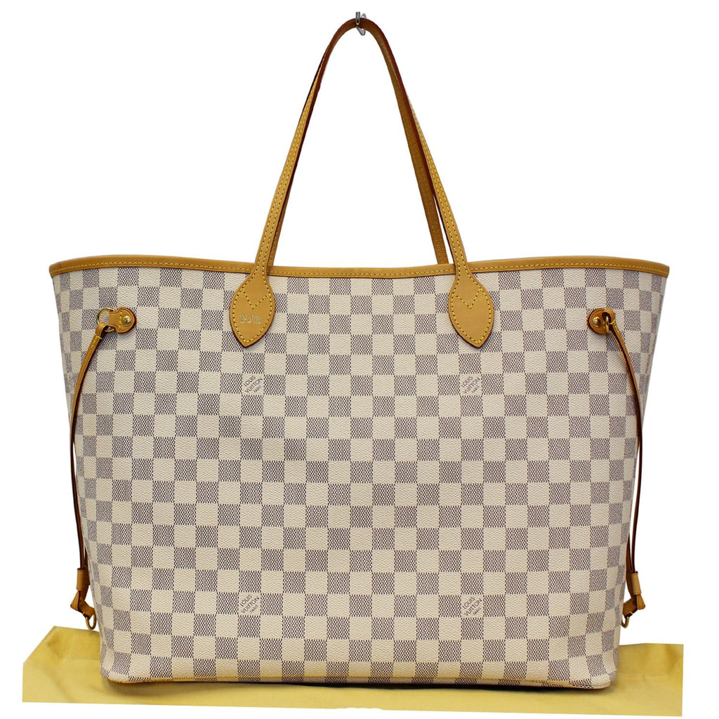 LOUIS VUITTON Neverfull GM Damier Azur Tote Shoulder Bag Rose Ballerine