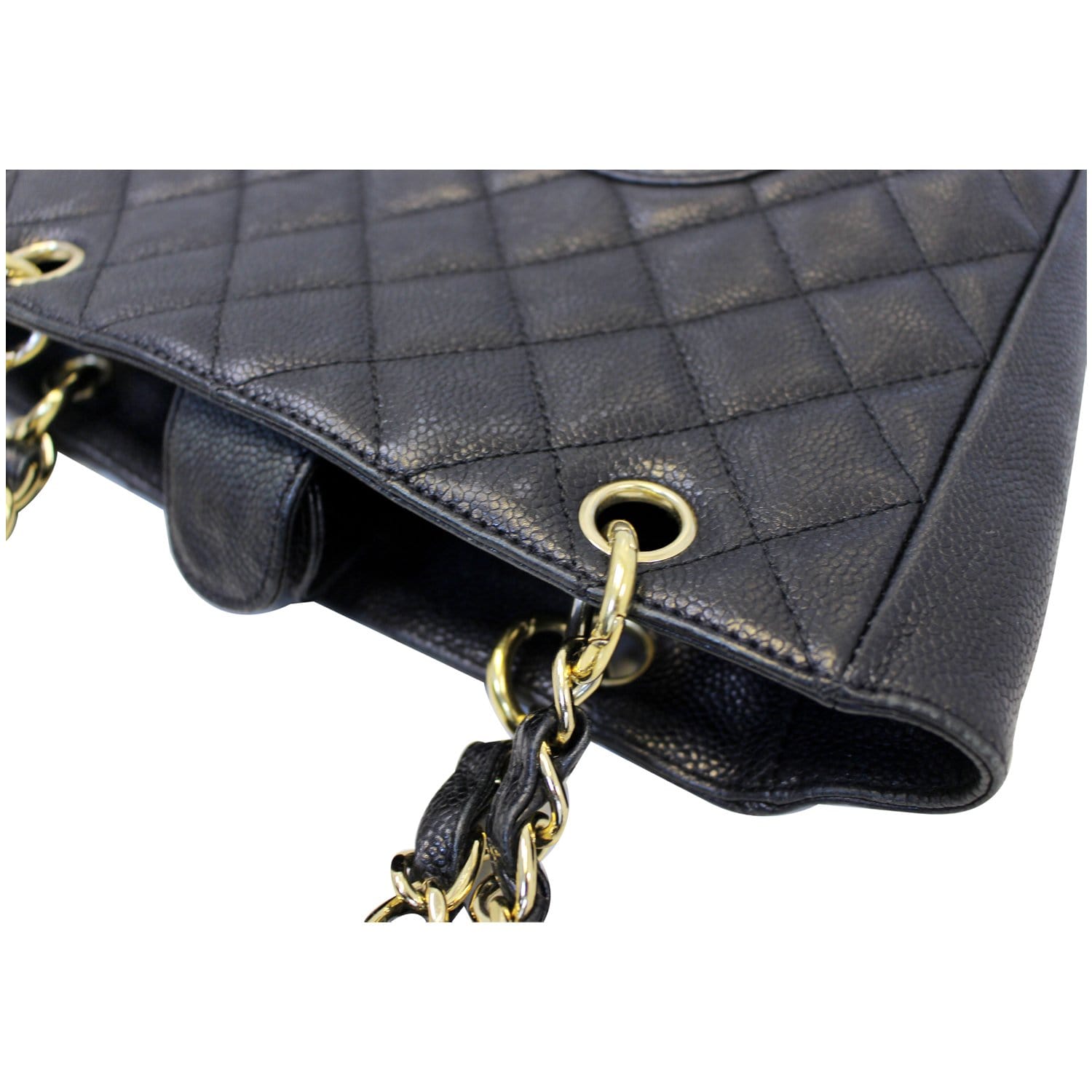 Chanel PST Petit Shopping Caviar Leather Leather Tote Bag Black