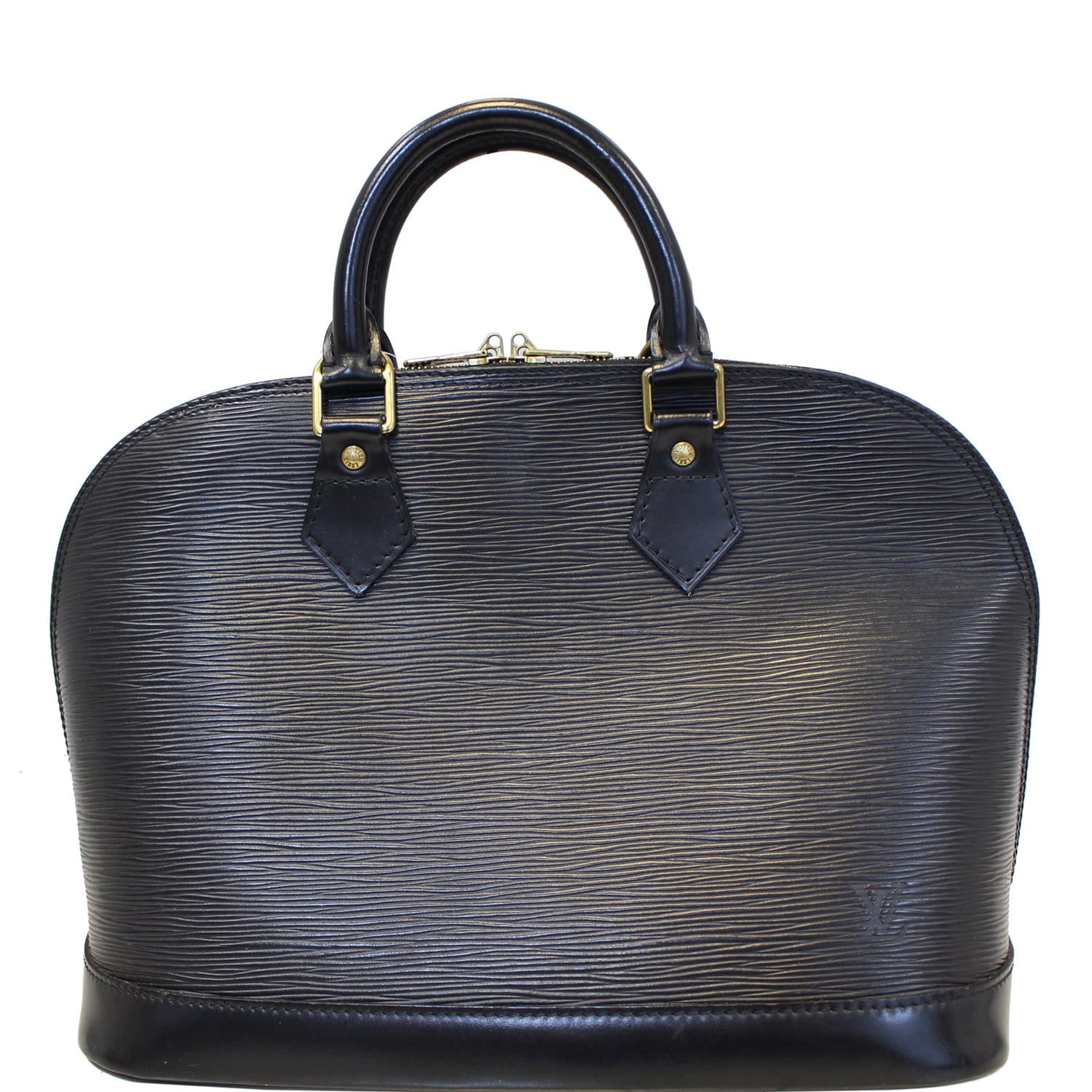 LOUIS VUITTON Alma PM Epi Leather Satchel Bag Black