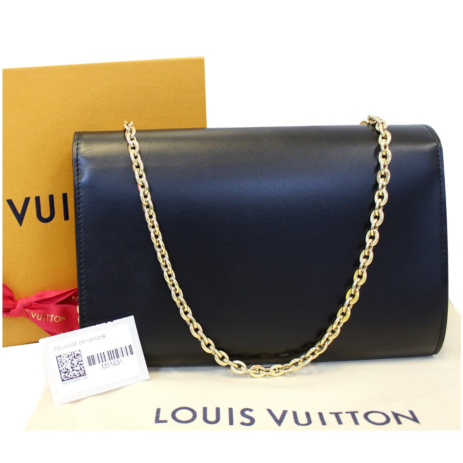 LOUIS VUITTON Chain Louise GM Noir Leather Shoulder Crossbody Bag