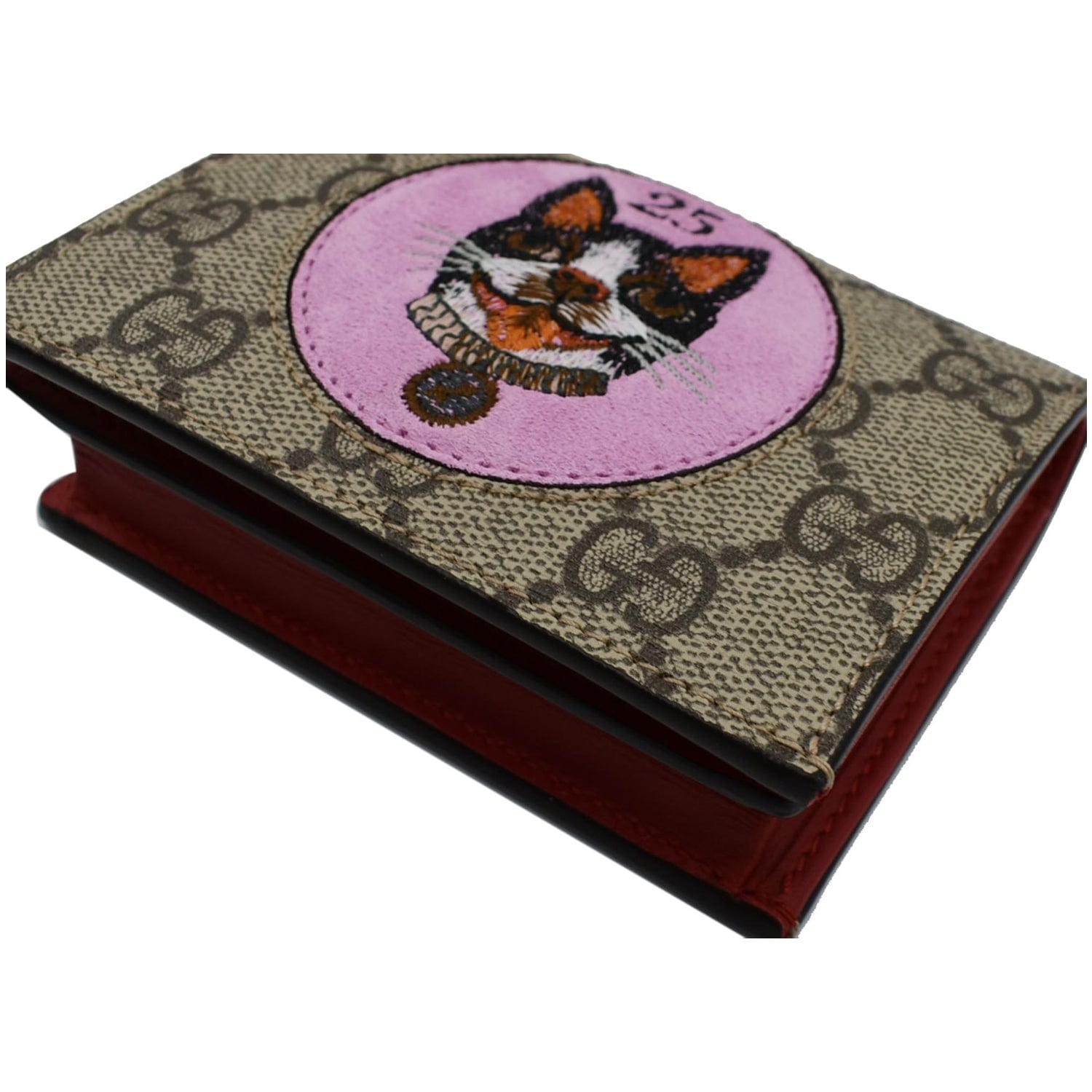 GUCCI Bosco Patch Gucci Supreme Canvas Card Case Wallet Beige 506277