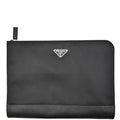 PRADA Document Nylon Leather Pouch Black