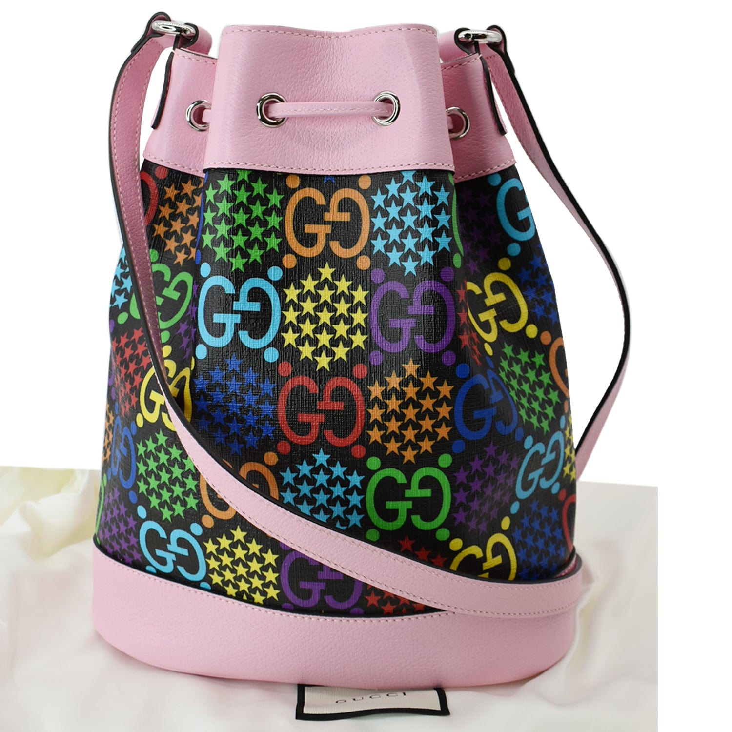 GUCCI Gucci Psychedelic Leather Bucket Shoulder Bag Multicolor 598149