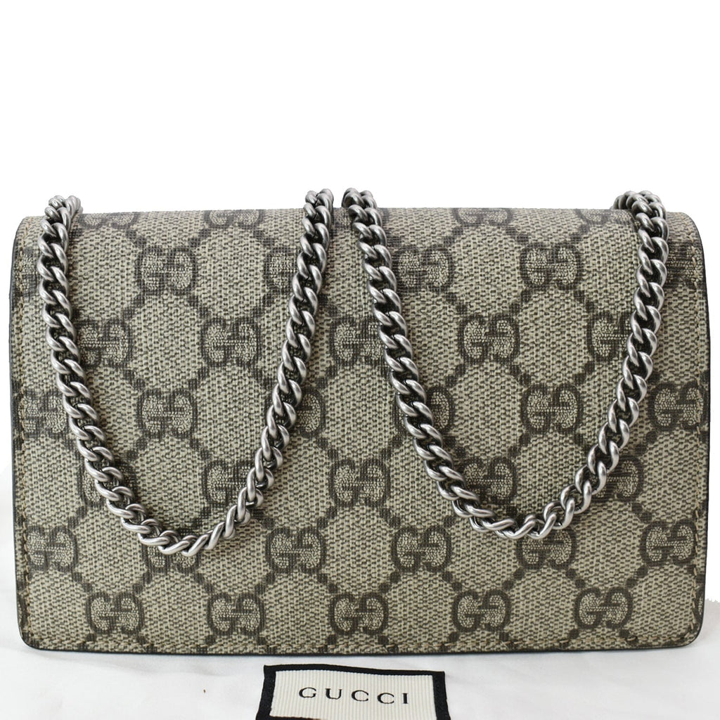 GUCCI Dionysus Super Mini Gucci Supreme Canvas Crossbody Bag Taupe 476432