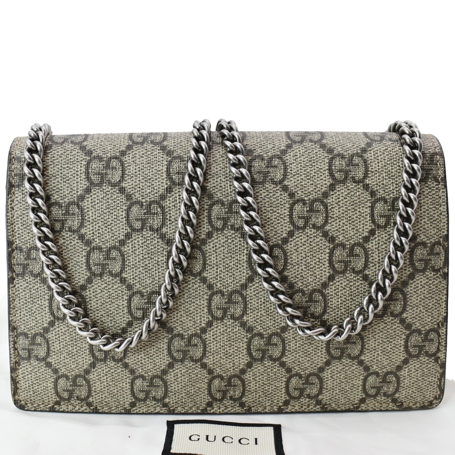 GUCCI Dionysus Super Mini Gucci Supreme Canvas Crossbody Bag Taupe 476432