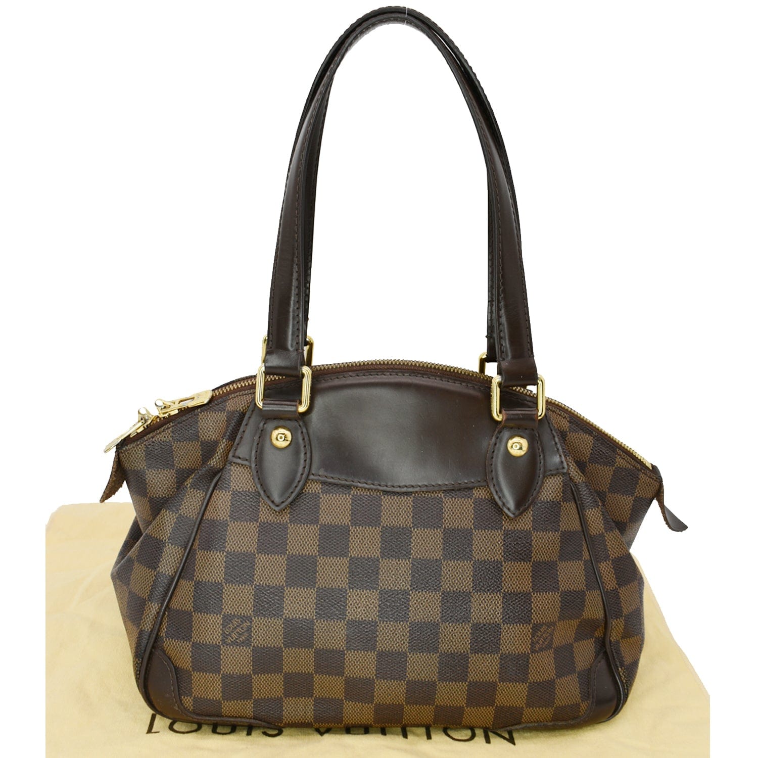 LOUIS VUITTON Verona PM Damier Ebene Satchel Bag Brown