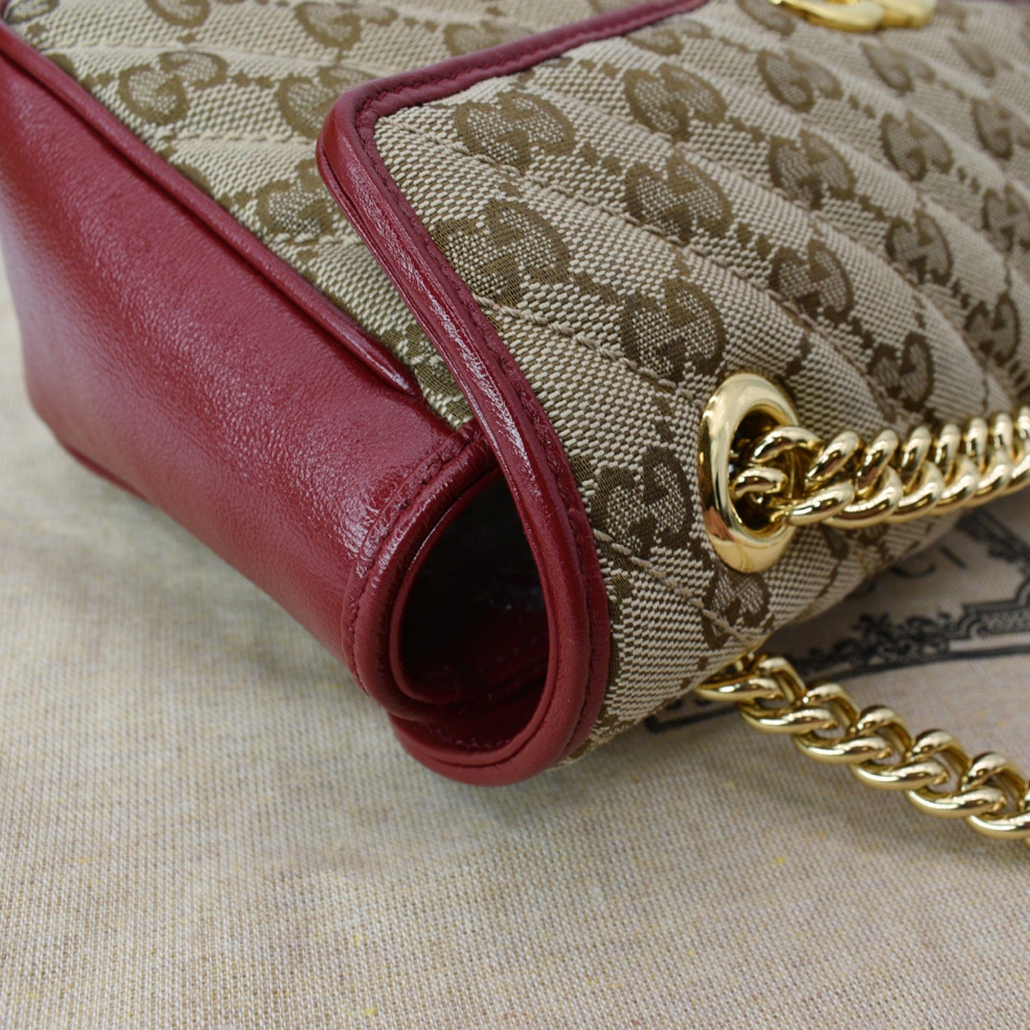 GUCCI Gucci Marmont Small Matelasse Canvas Shoulder Bag Beige 443497