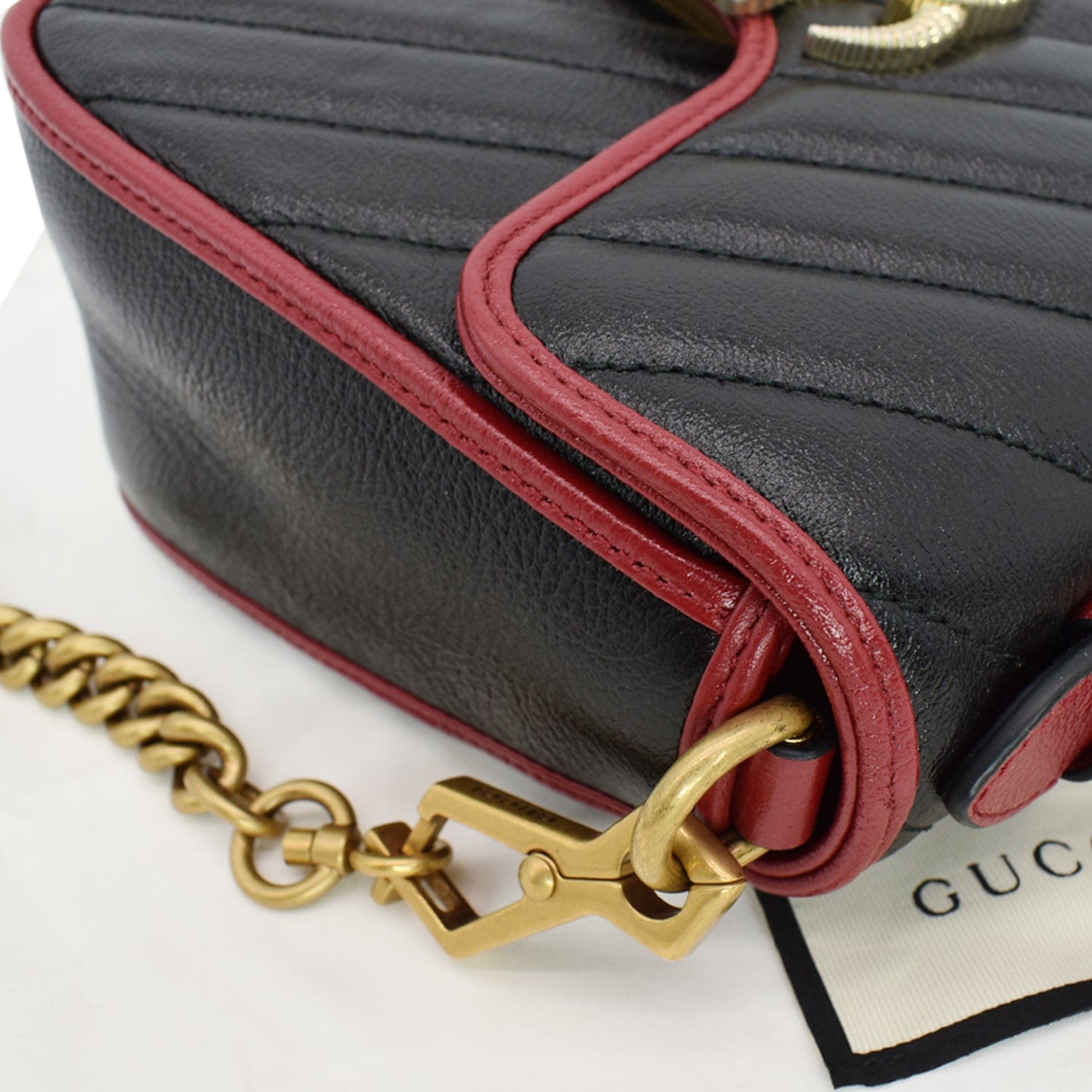 GUCCI Gucci Torchon Marmont Mini Top Handle Crossbody Bag 583571 Black/Cerise - Hot Deals