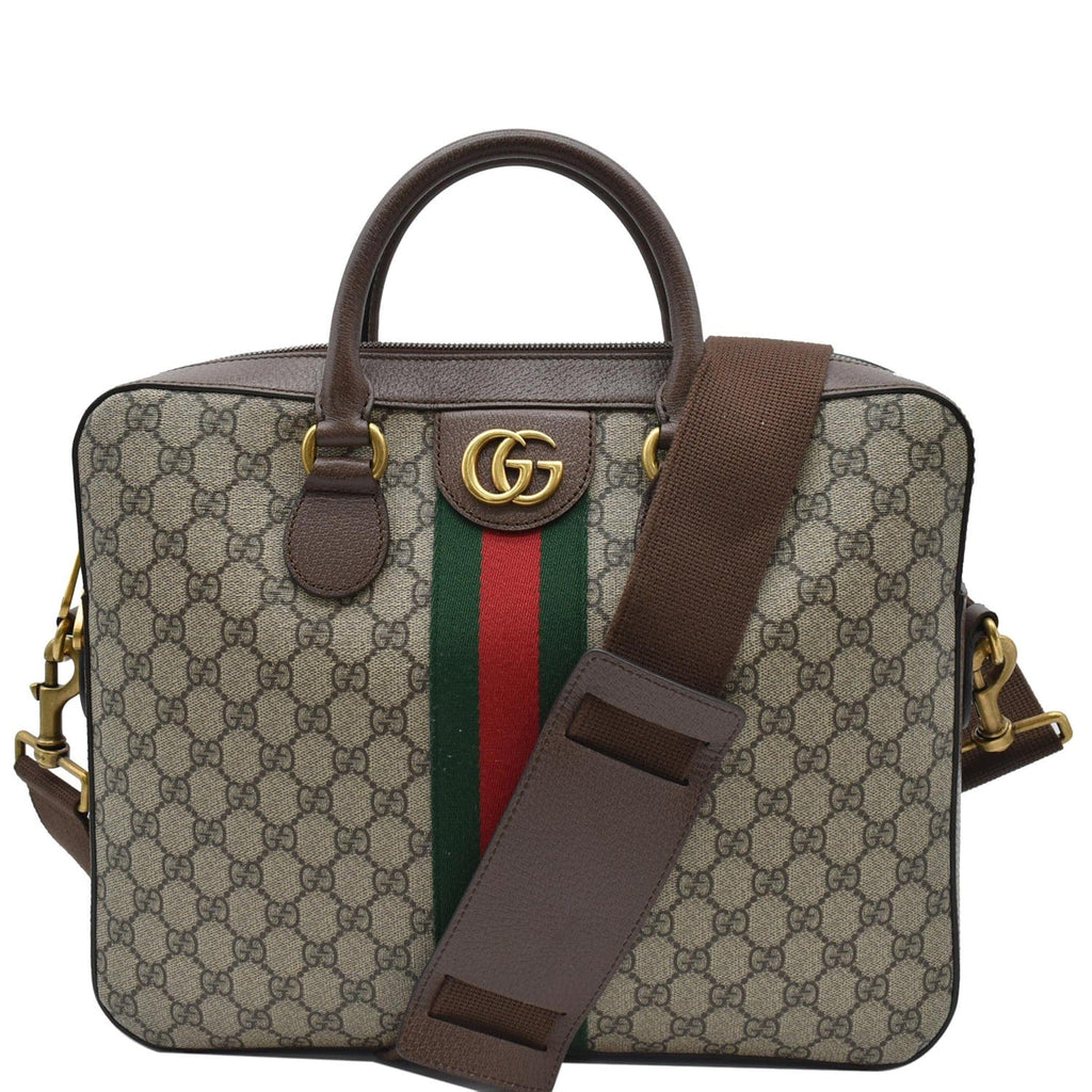 GUCCI Ophidia Soft Gucci Supreme Canvas Leather Briefcase Shoulder Bag Beige 574793
