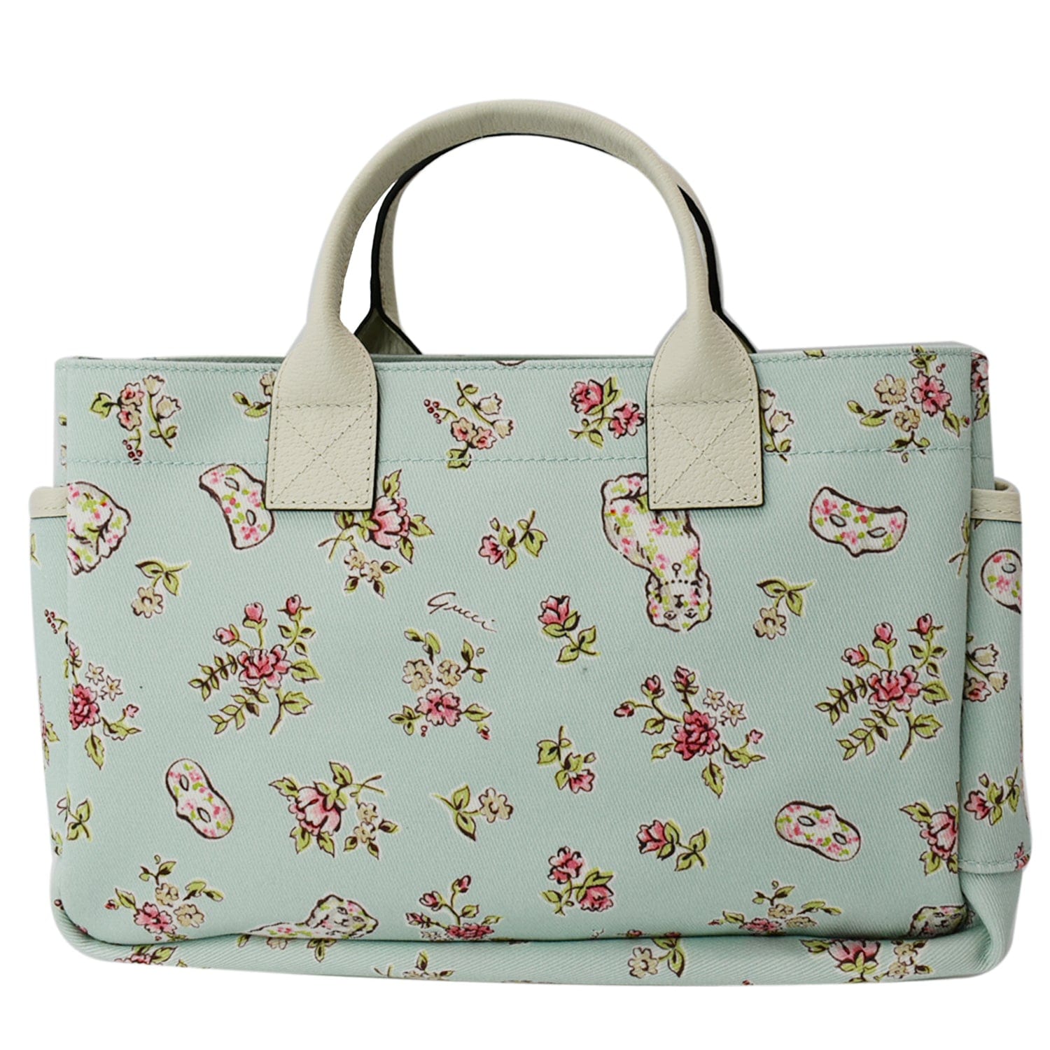 GUCCI Children's Floral Print Canvas Bag Light Blue 628159