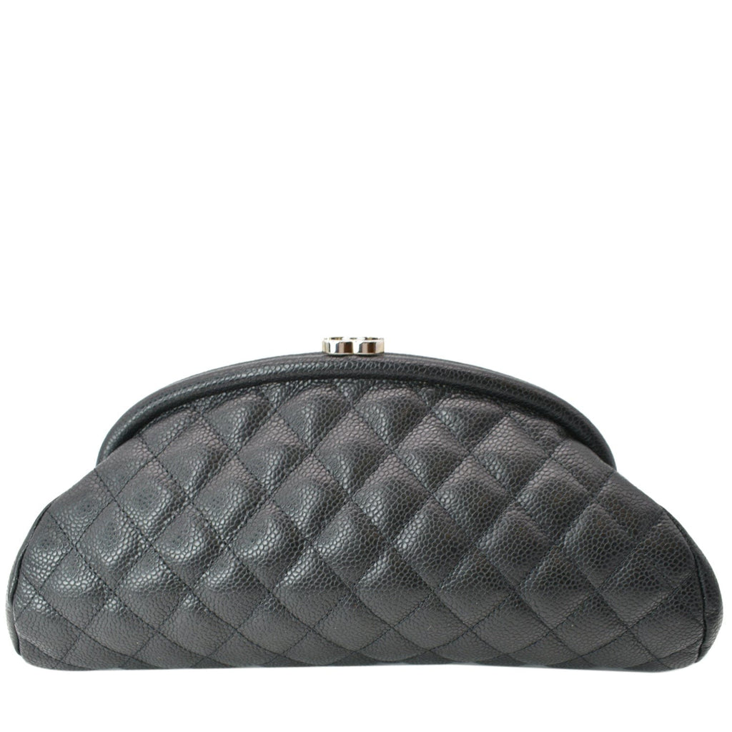 Chanel Timeless Caviar Quilted Leather Clutch Black