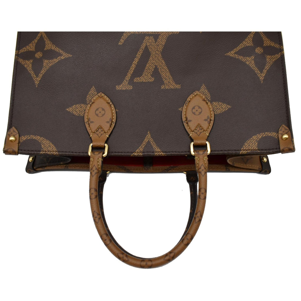 LOUIS VUITTON Onthego MM Giant Monogram Canvas Tote Shoulder Bag Brown