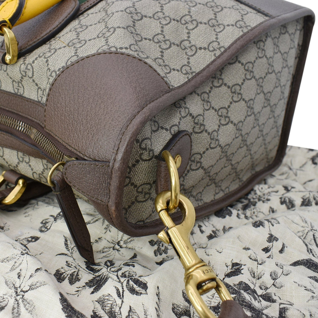 GUCCI Neo  Gucci Supreme Monogram Web Duffel Travel Bag Beige