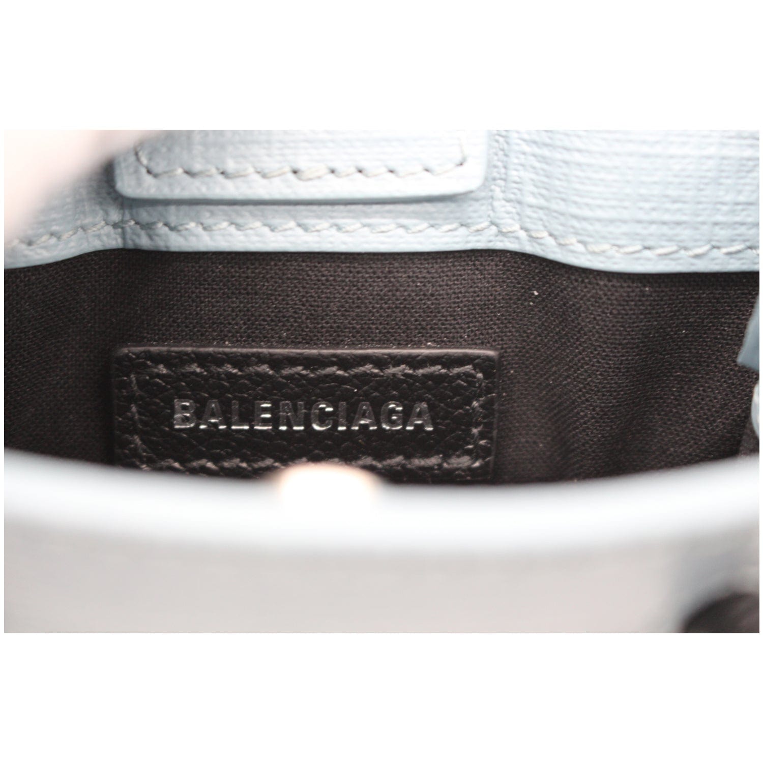 BALENCIAGA Leather Phone Holder Shopping Tote Shoulder Bag Sky Blue