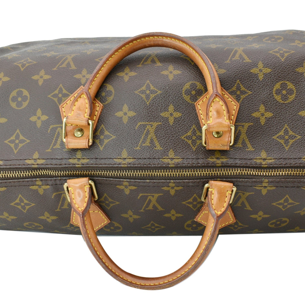 LOUIS VUITTON Speedy 40 Monogram Canvas Satchel Bag Brown