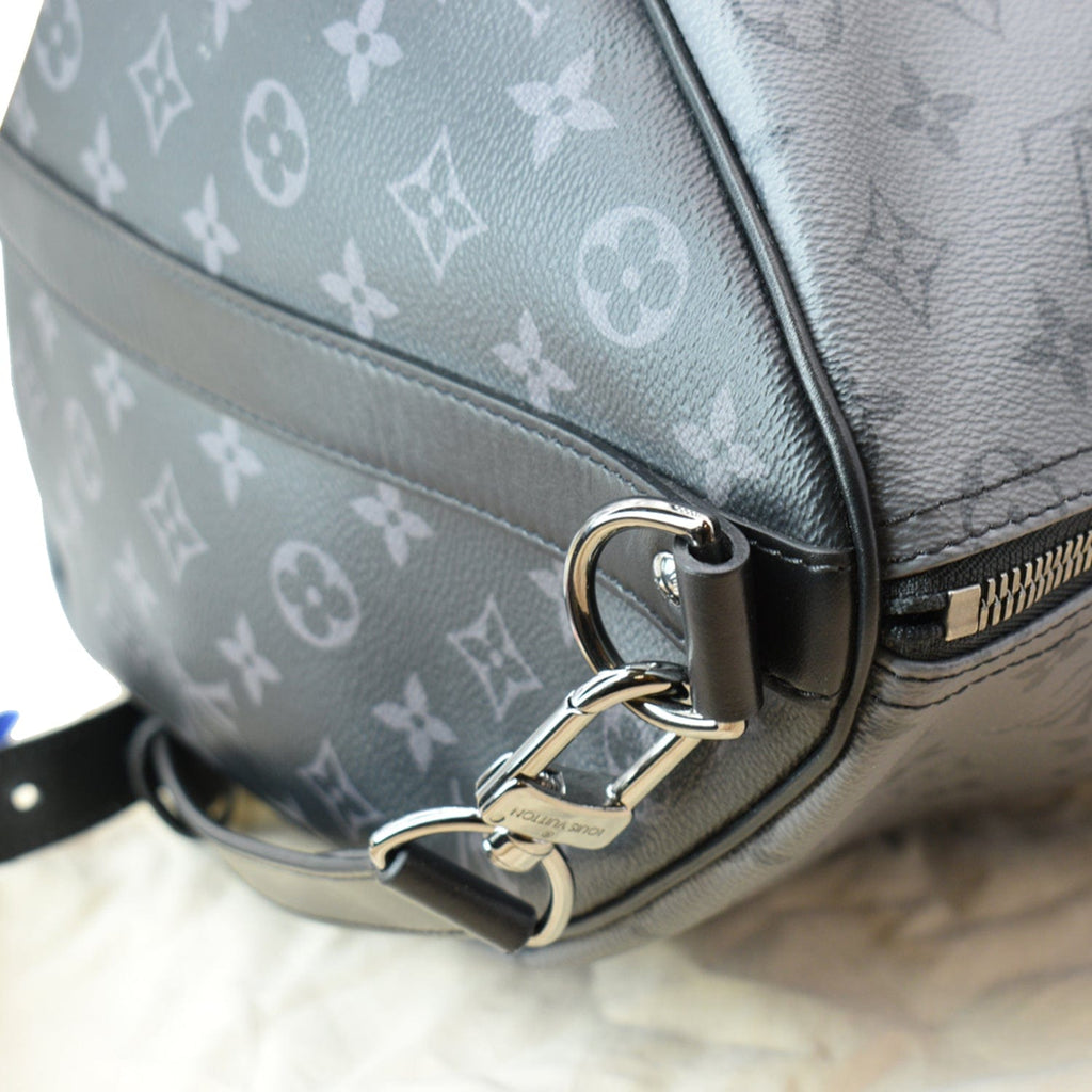 LOUIS VUITTON Keepall 50 Bandouliere Monogram Eclipse Travel Bag Black  - New Year Deals