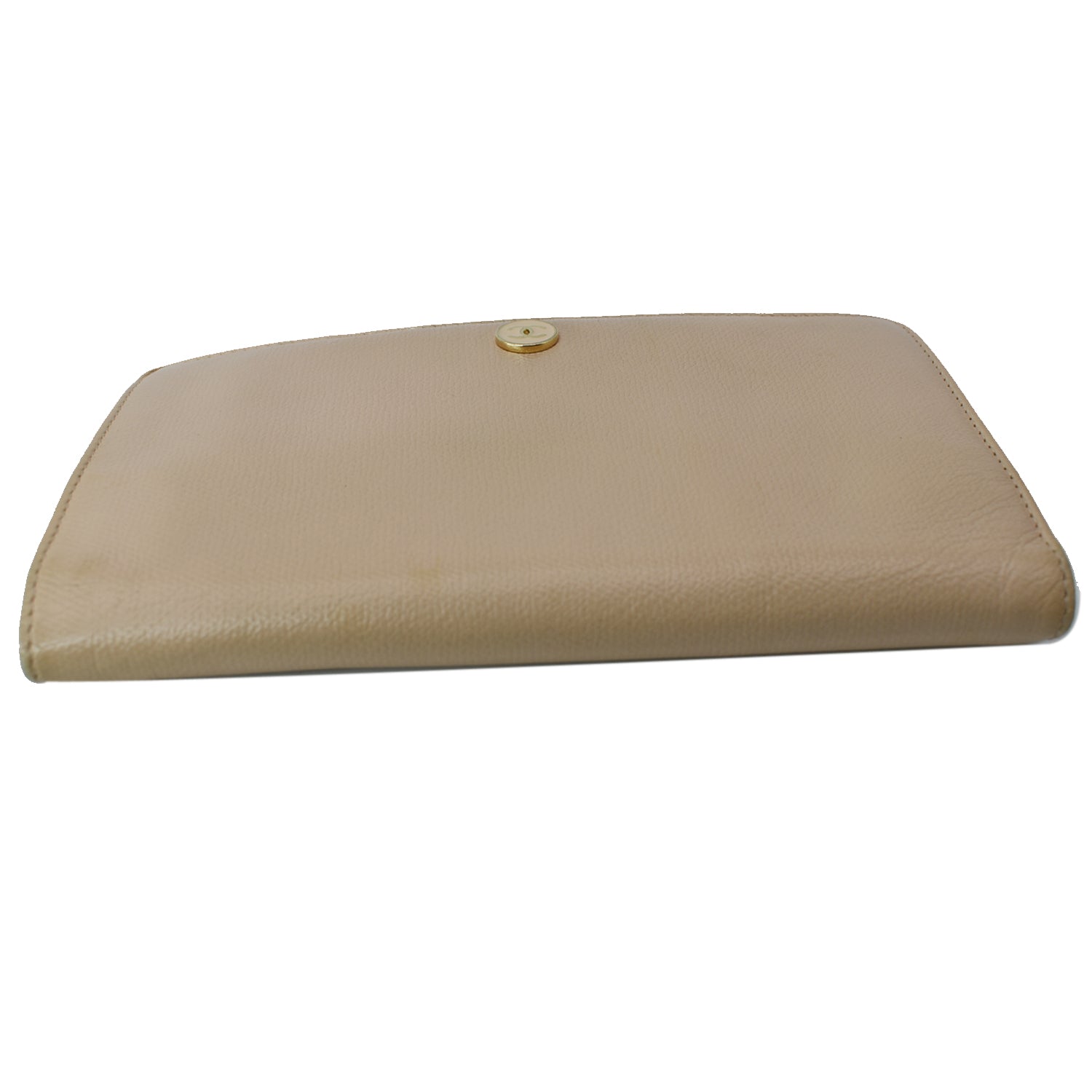 Chanel Long Coco Button Bi-Fold Caviar Leather Wallet Beige
