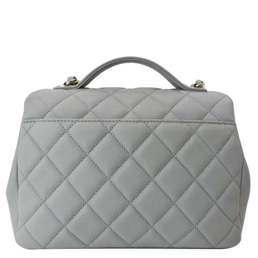Chanel Business Affinity Medium Quilted Caviar Crossbody Bag Gray