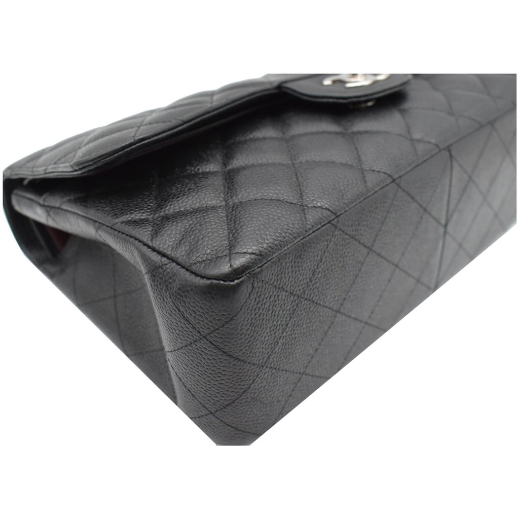 Chanel Jumbo Double Flap Caviar Leather Shoulder Bag Black- Hot Deals