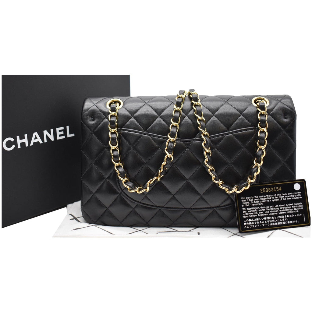 Chanel Classic Double Flap Medium Leather Shoulder Bag Black