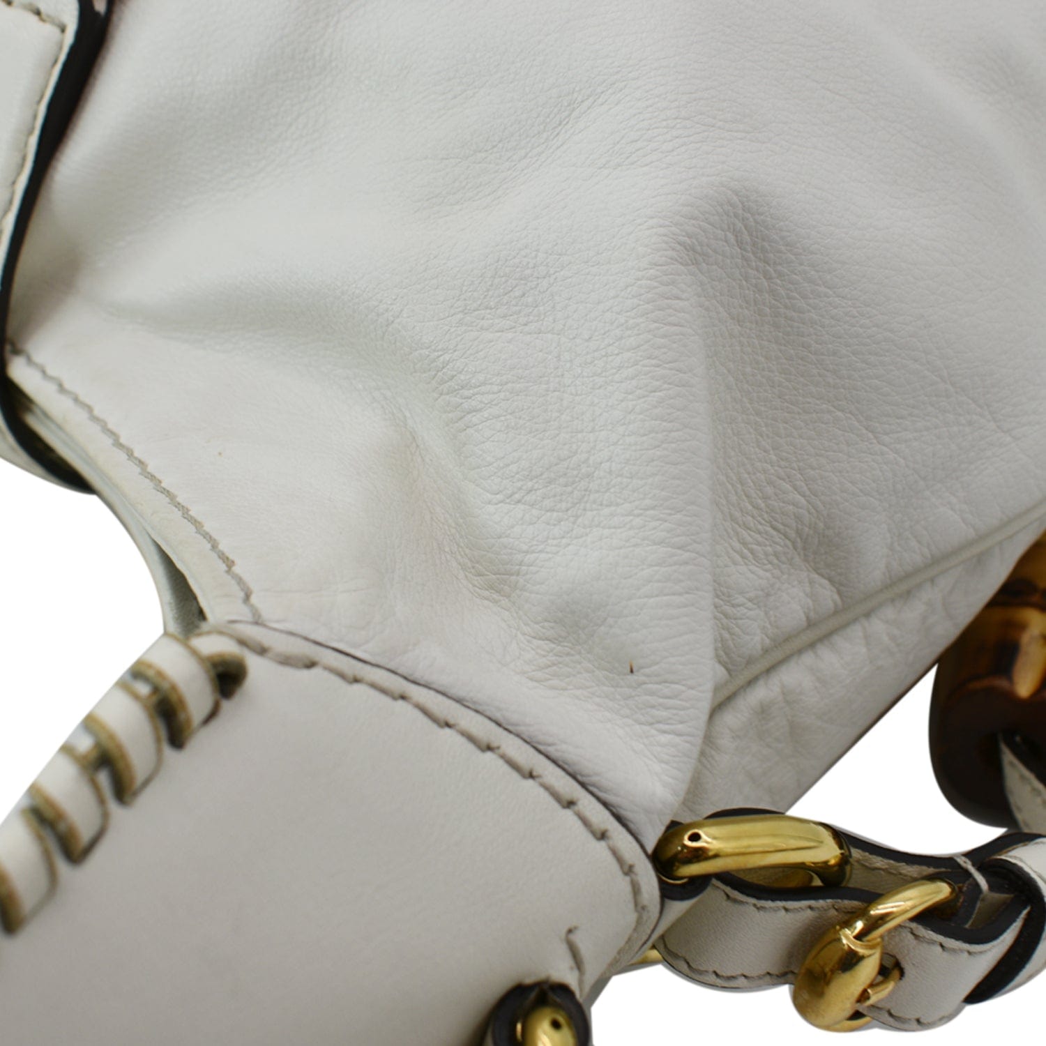 GUCCI Jackie Medium Leather Shoulder Bag White 219725