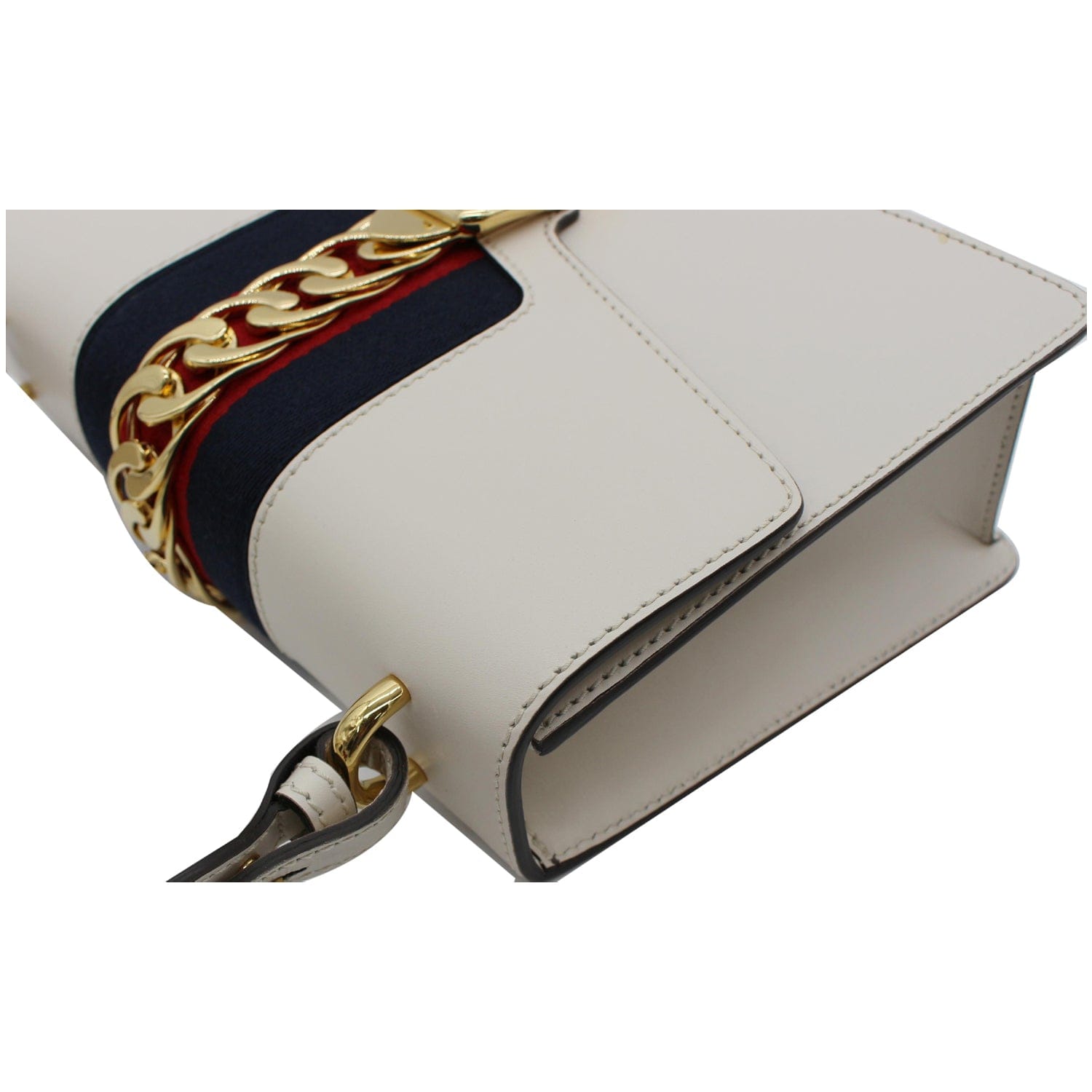 GUCCI Sylvie Small  Top Handle Bag White 421828