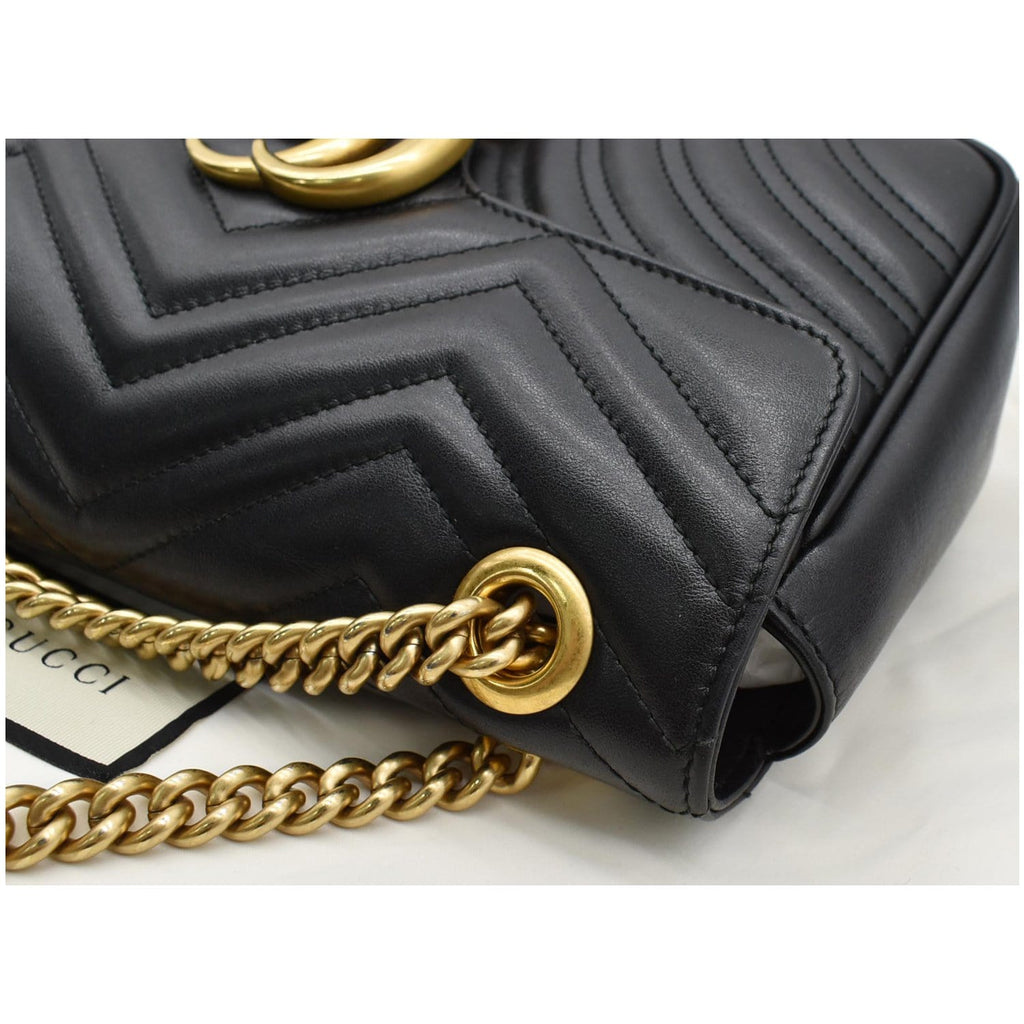 GUCCI Gucci Marmont Small Matelasse Leather Crossbody Bag Black 443497