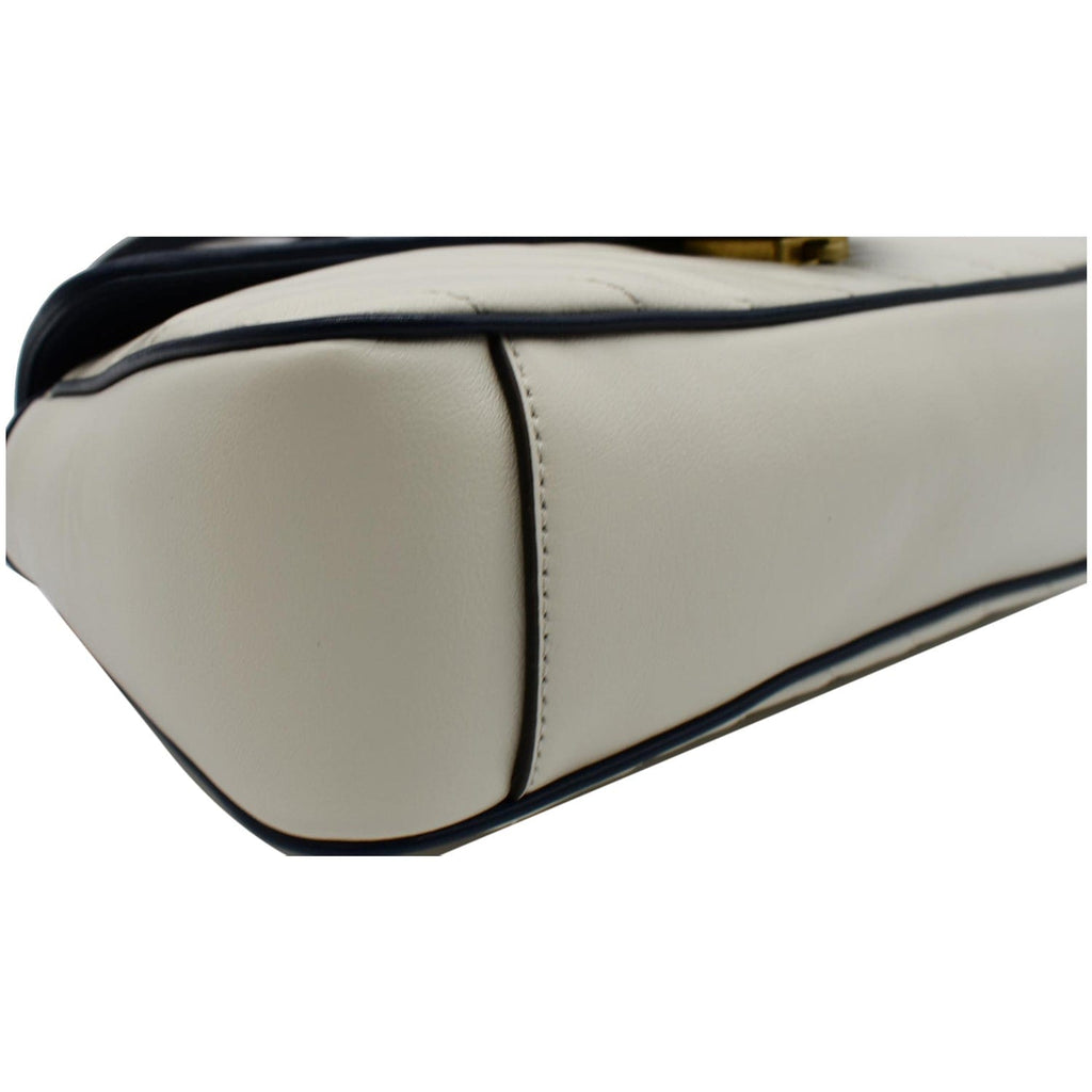 GUCCI Torchon Gucci Marmont Small  Matelasse Shoulder Bag White