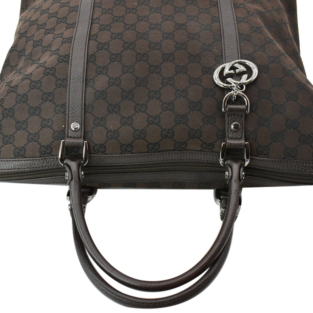 GUCCI Gucci Guccissima Canvas Leather Tote Brown 339550
