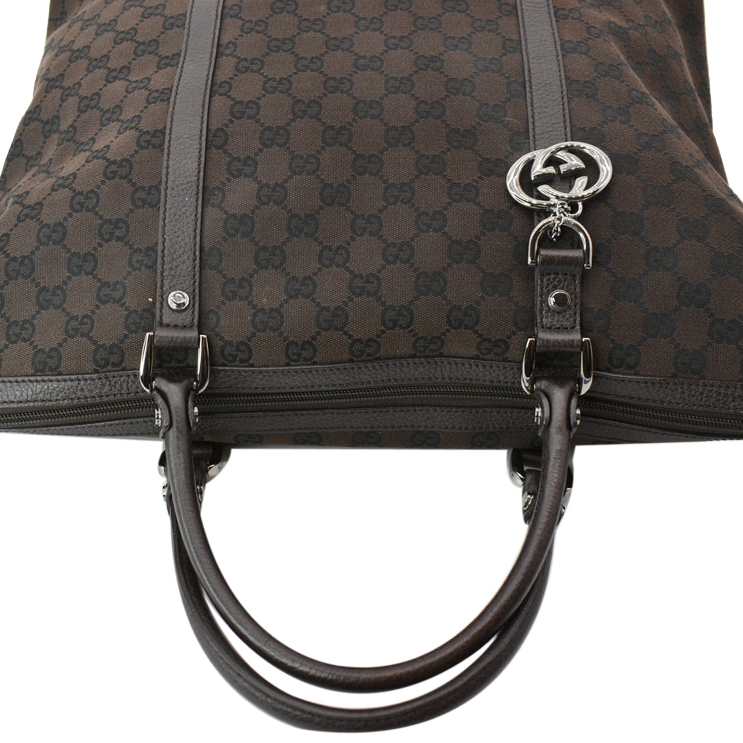 GUCCI Gucci Guccissima Canvas Leather Tote Brown 339550