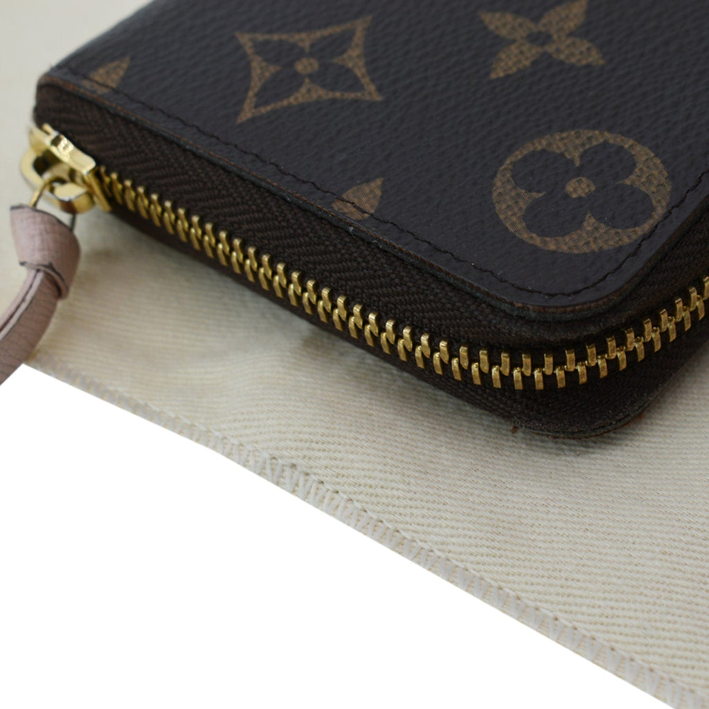 LOUIS VUITTON Clemence Monogram Canvas Zippy Wallet Brown