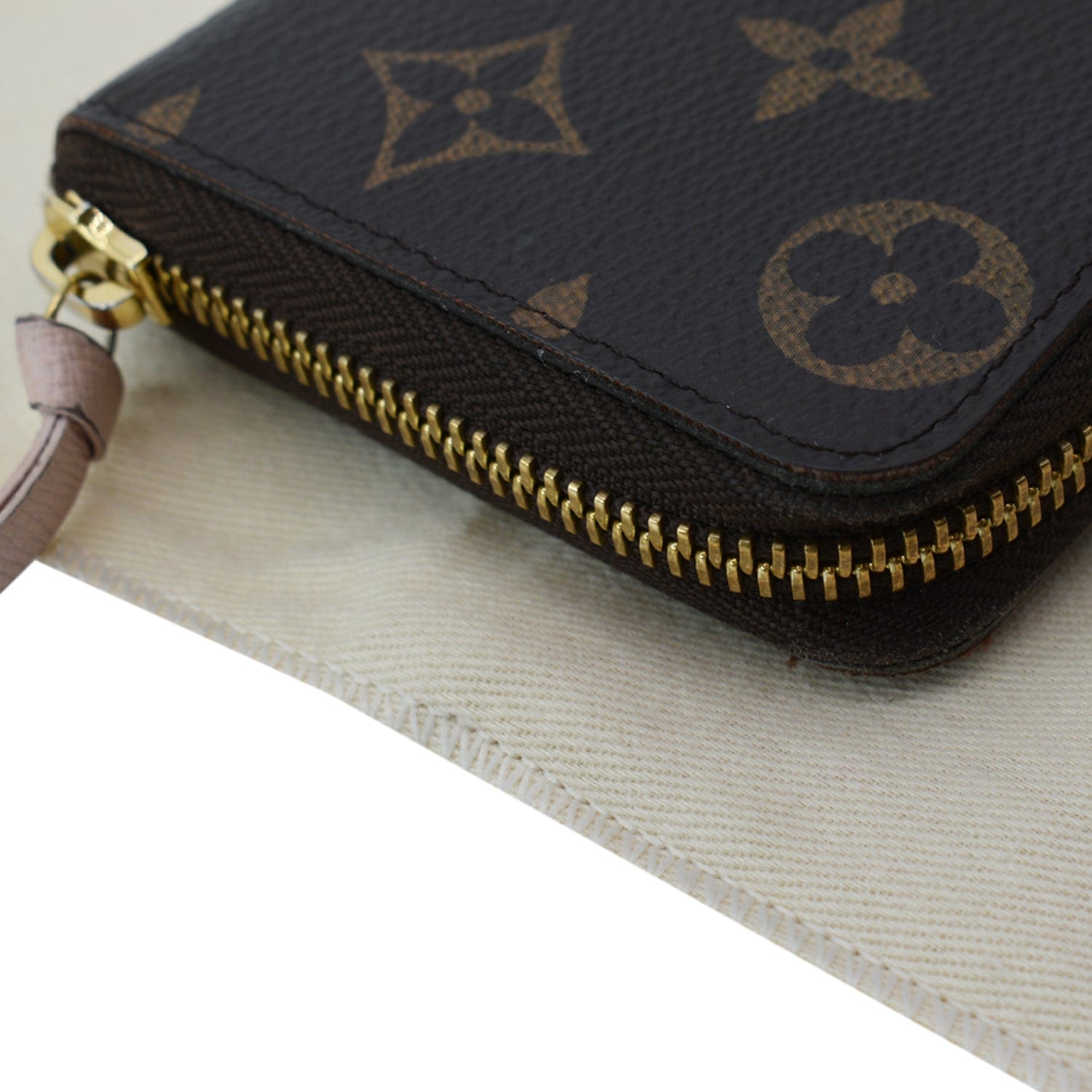 LOUIS VUITTON Clemence Monogram Canvas Zippy Wallet Brown