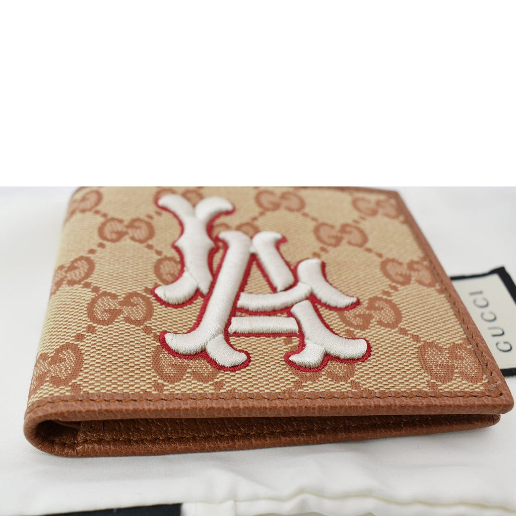 GUCCI Gucci LA Angels Patch Bi-fold Wallet Beige 547787