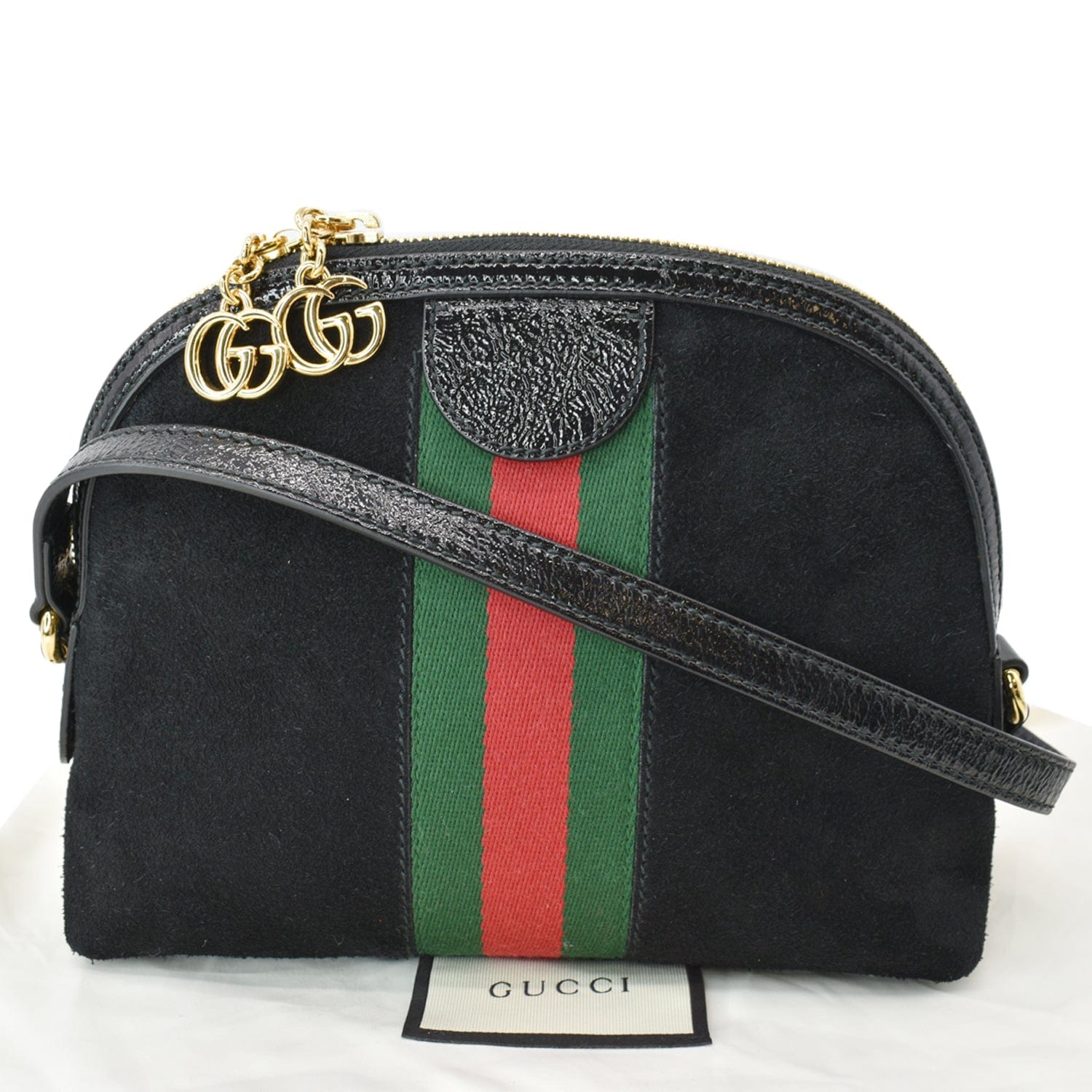 GUCCI Ophidia Gucci Small Suede Shoulder Bag Black 499621