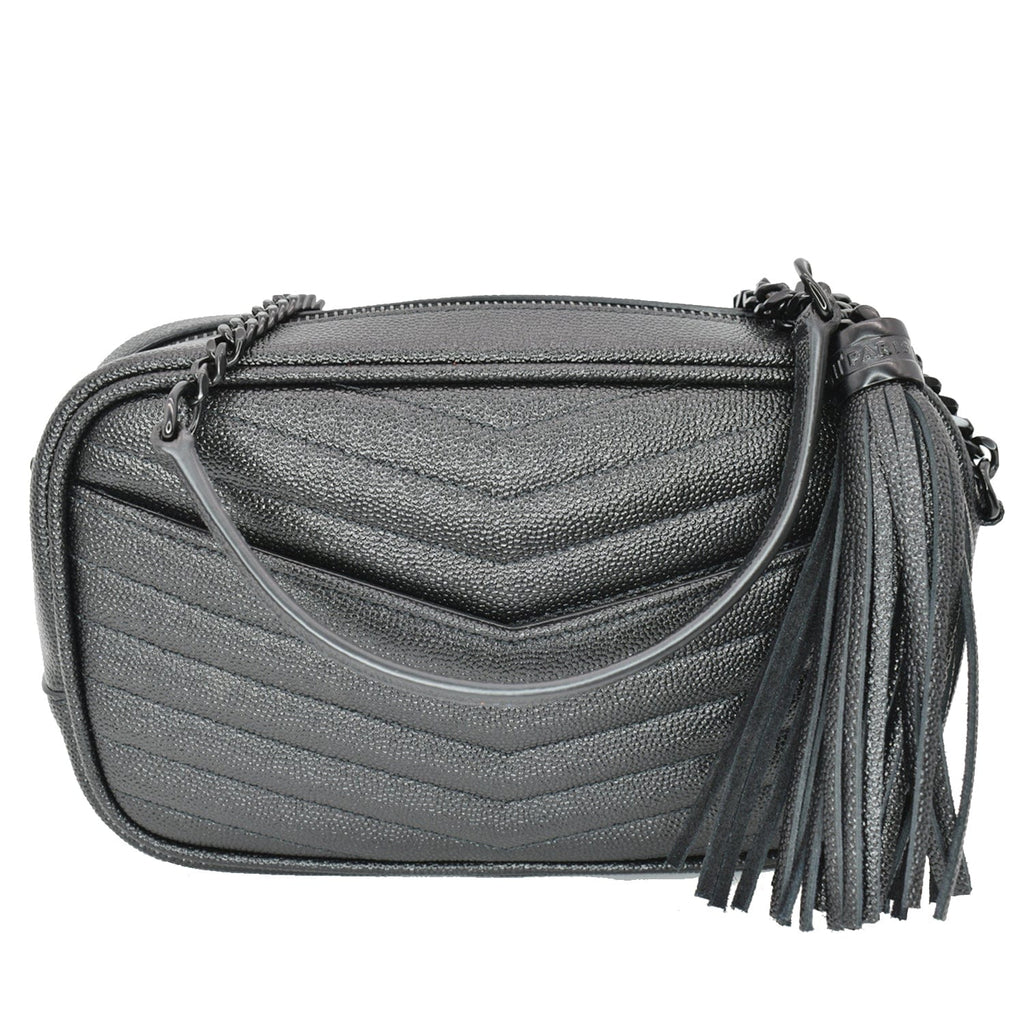 YVES SAINT LAURENT Mini Lou Leather Camera Crossbody Bag Black