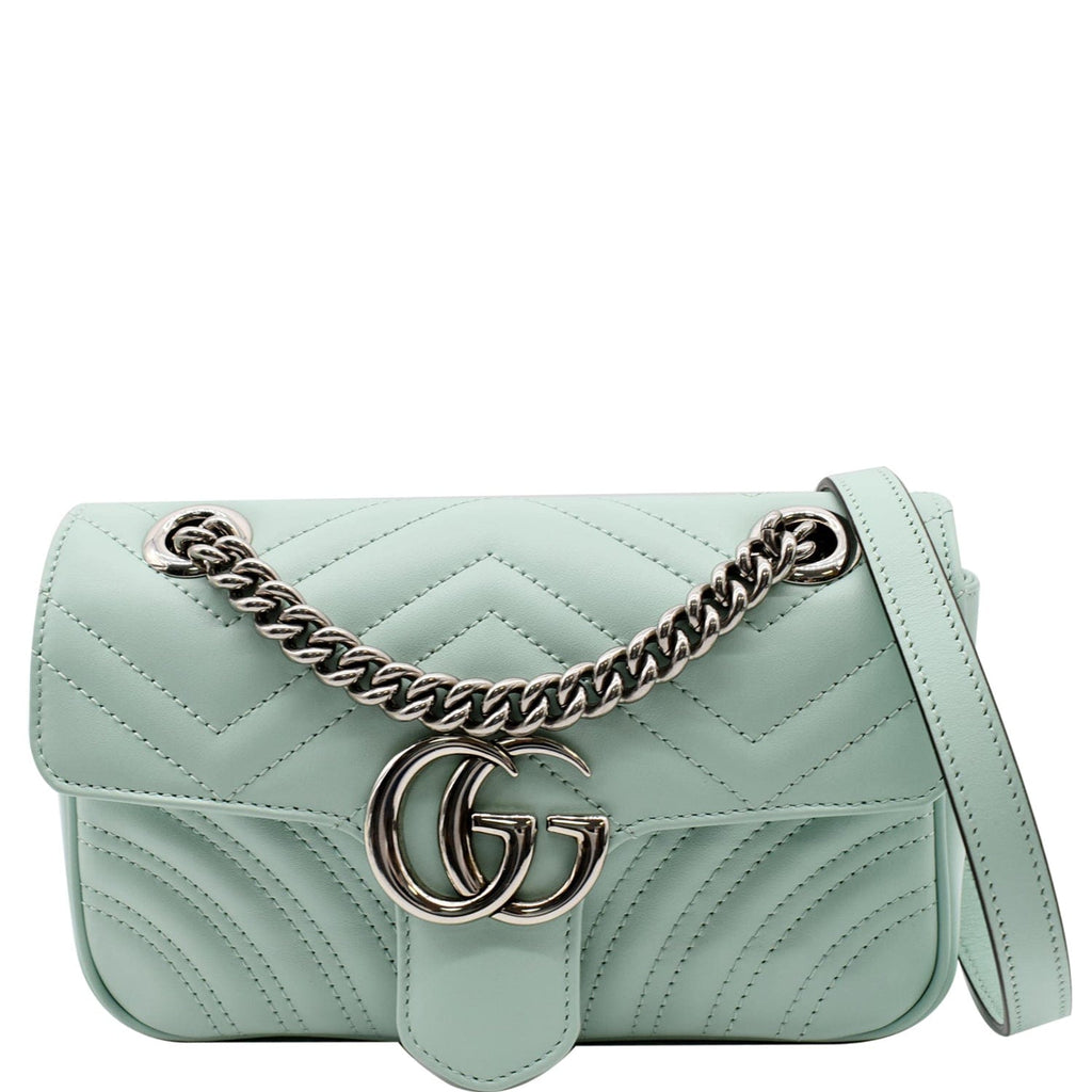 GUCCI Gucci Marmont Mini Matelasse Leather Crossbody Bag Bright Green 446744
