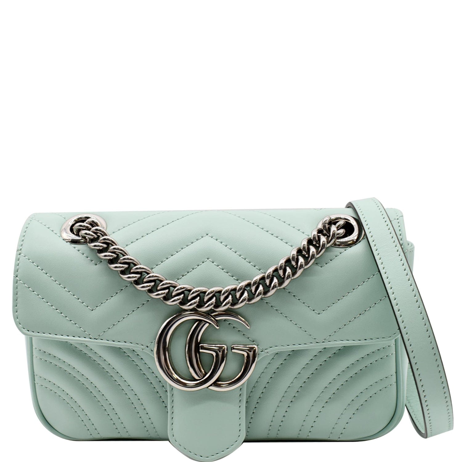 GUCCI Gucci Marmont Mini Matelasse Leather Crossbody Bag Bright Green 446744