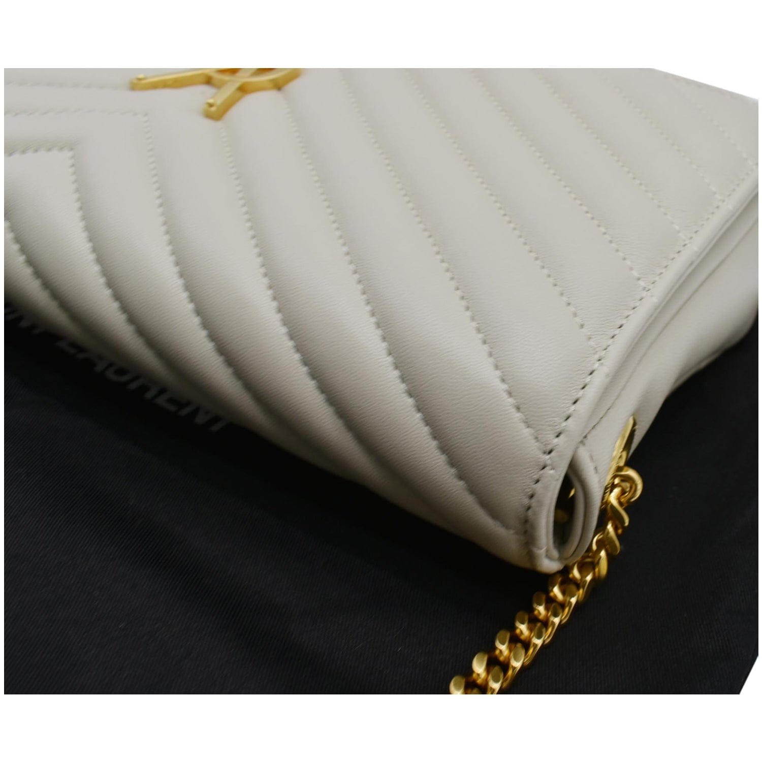 YVES SAINT LAURENT Kate Supple 99  Leather Chain Shoulder Bag Light cream