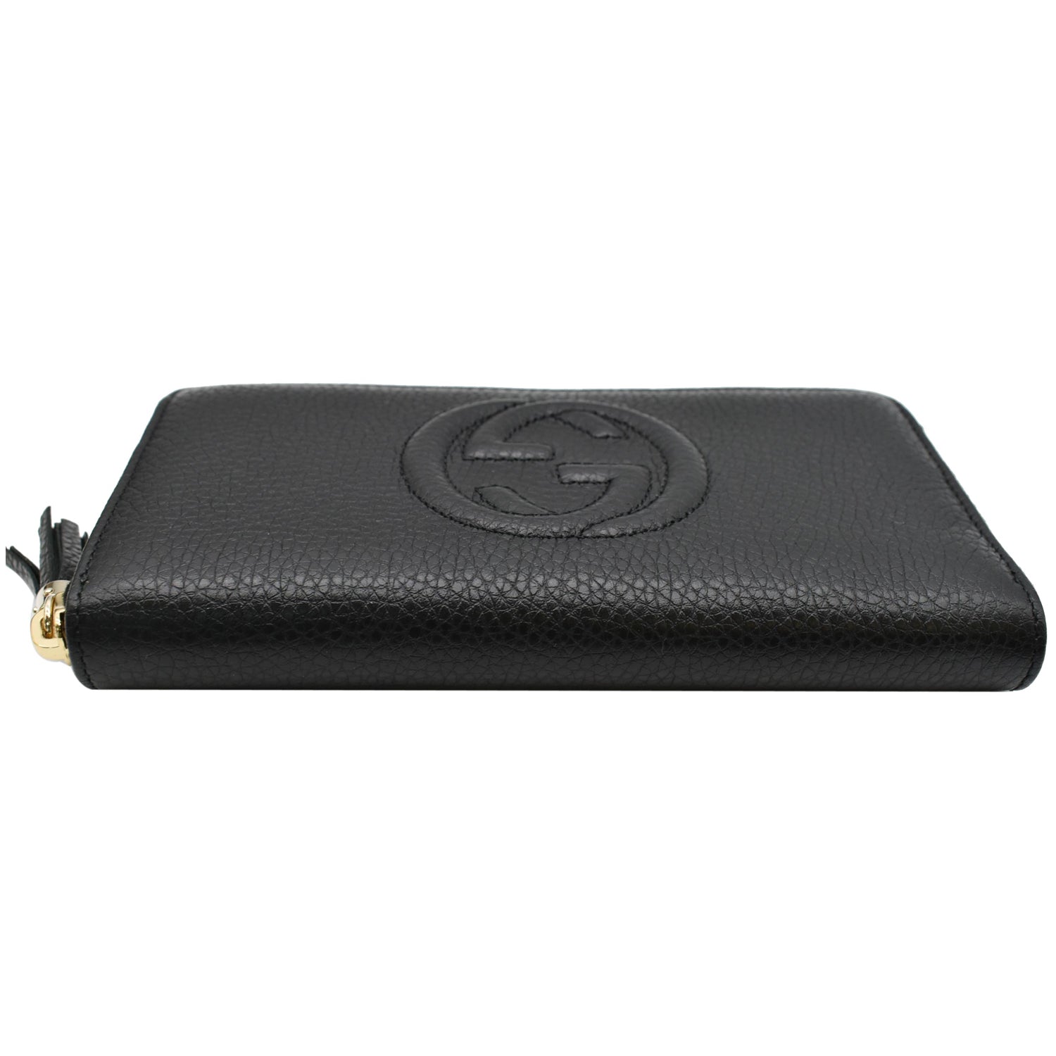 GUCCI Soho Zip Around Pebbled  Leather Wallet Black 598187