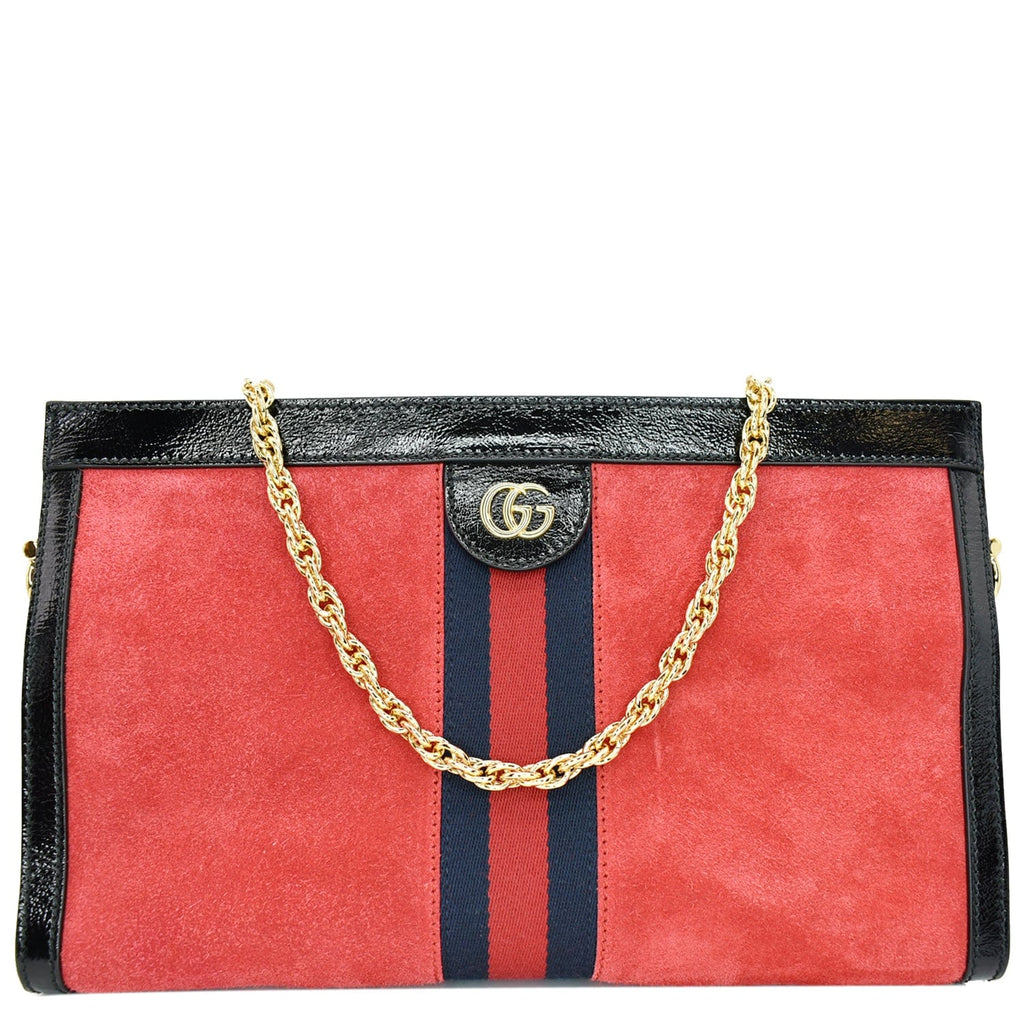 GUCCI Ophidia Gucci Medium Web Suede Leather Shoulder Bag Red 503876  - Hot Deals
