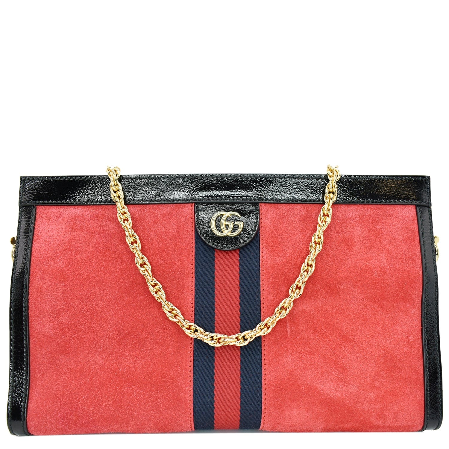GUCCI Ophidia Gucci Medium Web Suede Leather Shoulder Bag Red 503876  - Hot Deals