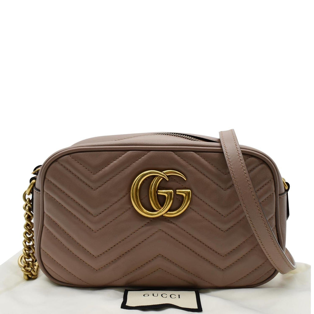 GUCCI Gucci Marmont Small Matelasse Leather Crossbody Bag Taupe 447632