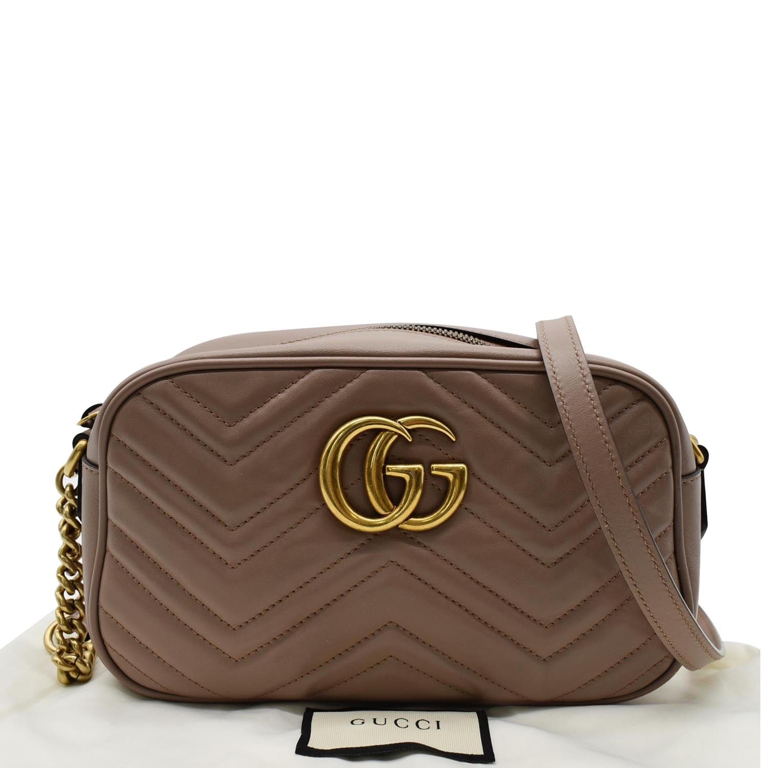 GUCCI Gucci Marmont Small Matelasse Leather Crossbody Bag Taupe 447632
