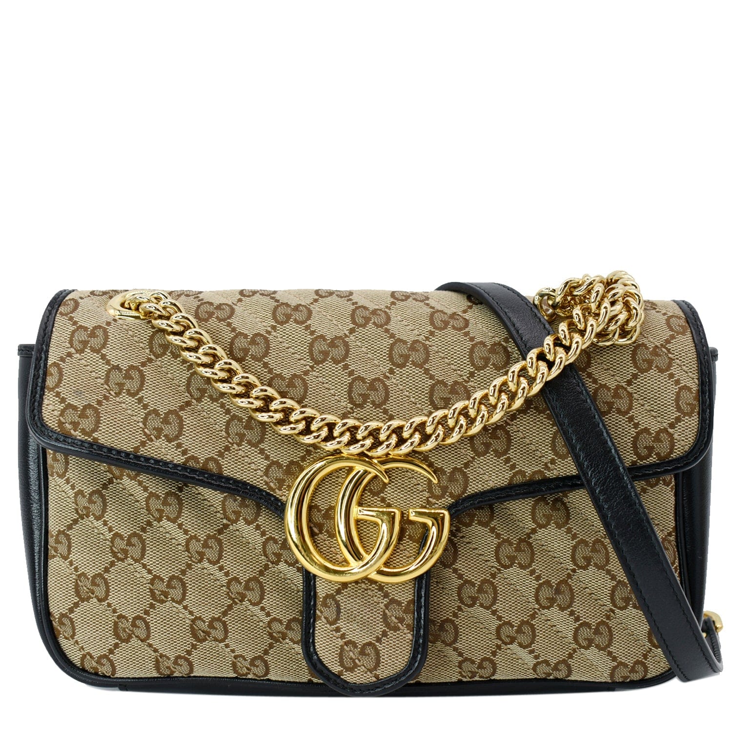 GUCCI Gucci Marmont Small Matelasse Canvas Shoulder Bag Black 443497